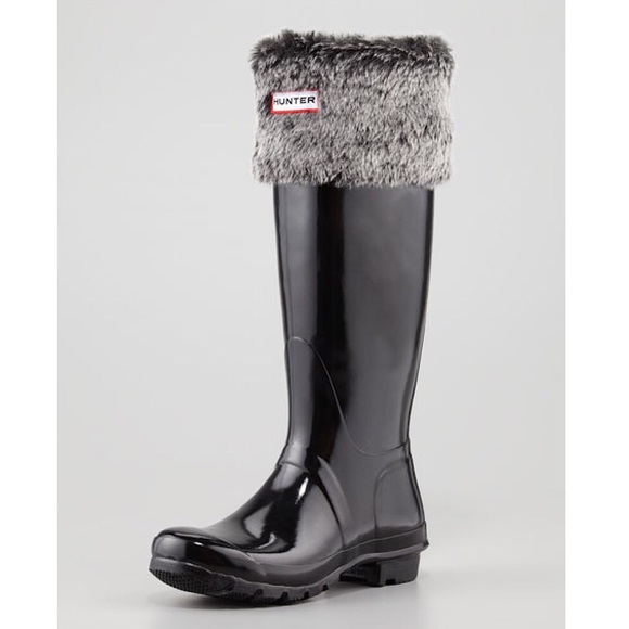 Hunter Grizzly Fur Cuff Fleece Welly 